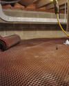 Crawl space drainage matting installed in a home in East Peoria