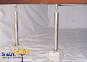 Crawl space structural support jacks installed in Coal Valley