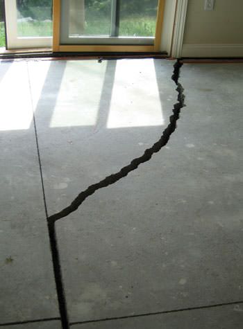 severely cracked foundation slab floor in Evansdale