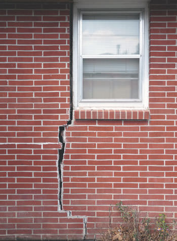 severe foundation wall cracks along a window in Fairfield 