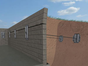 A graphic illustration of a foundation wall system installed in Coralville