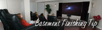 a waterproofed basement that has been finished into a family room in La Salle