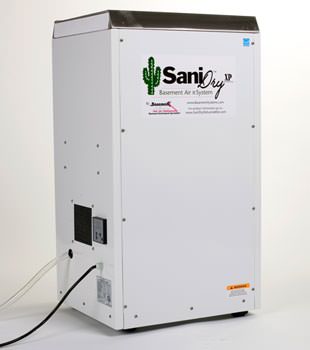 A Energy Efficient basement dehumidifier installed in a finished basement in Muscatine