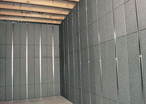 SilverGlo insulation and metal studs making up our Basement to Beautiful panels.  Installed in Waterloo.