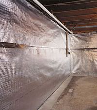 Radiant heat barrier and vapor barrier for finished basement walls in Moline, Illinois and Iowa