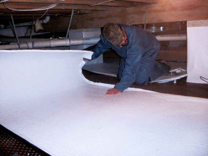 Crawl E Insulation With Terrablock In Illinois And Iowa Rock Island Insulation Being Installed In A Crawl E